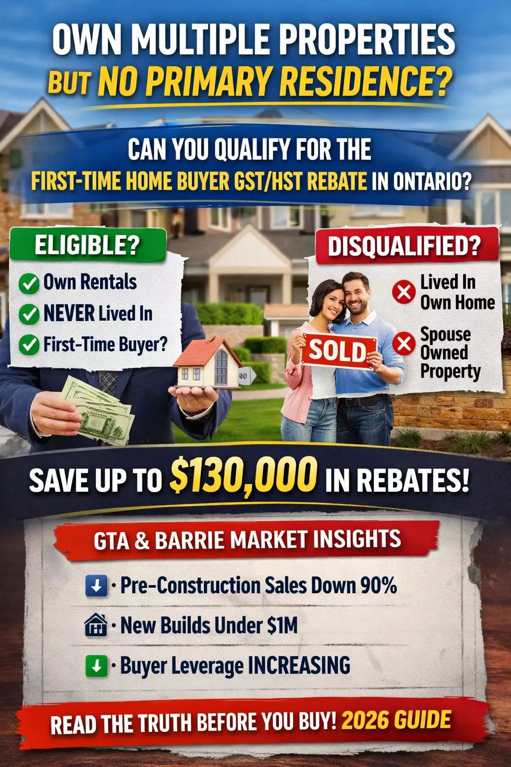 Owning Multiple Properties But No Primary Residence? Here’s the Truth About the First-Time Home Buyer GST/HST Rebate in Ontario (2026 Guide)